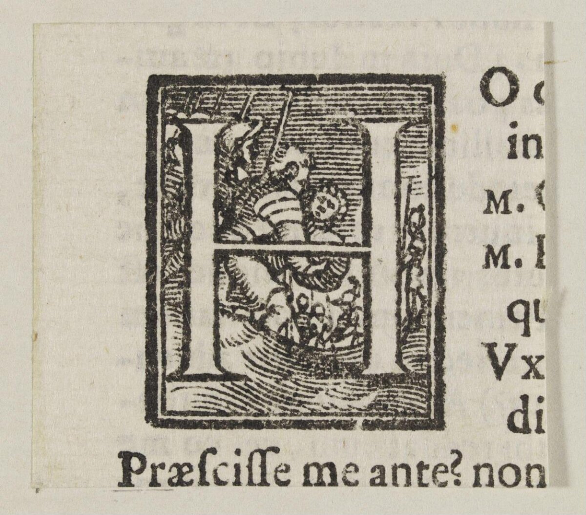 Decorated Initial H Woodcut