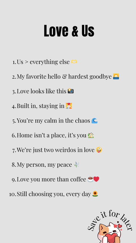Love & Us Couple Caption List