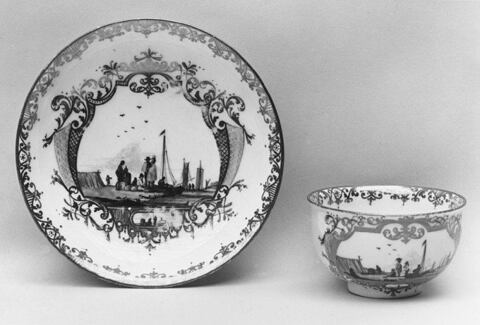 Black and White Decorated Plate and Bowl