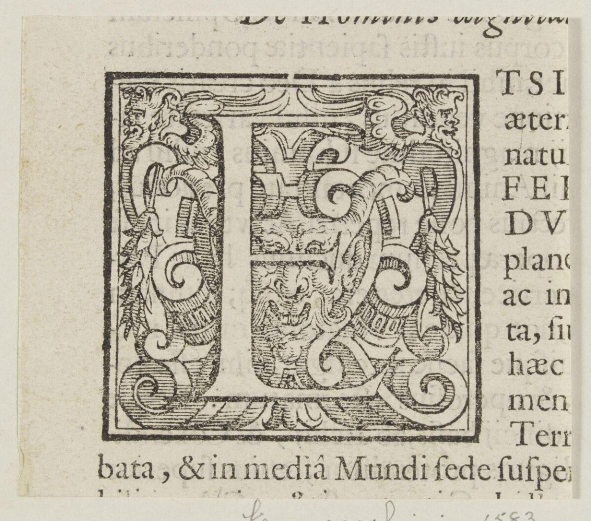 Antique Decorated Initial H Woodcut
