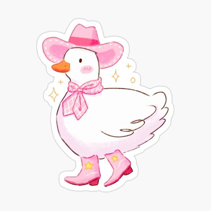 Pink Cowboy Duck Sticker