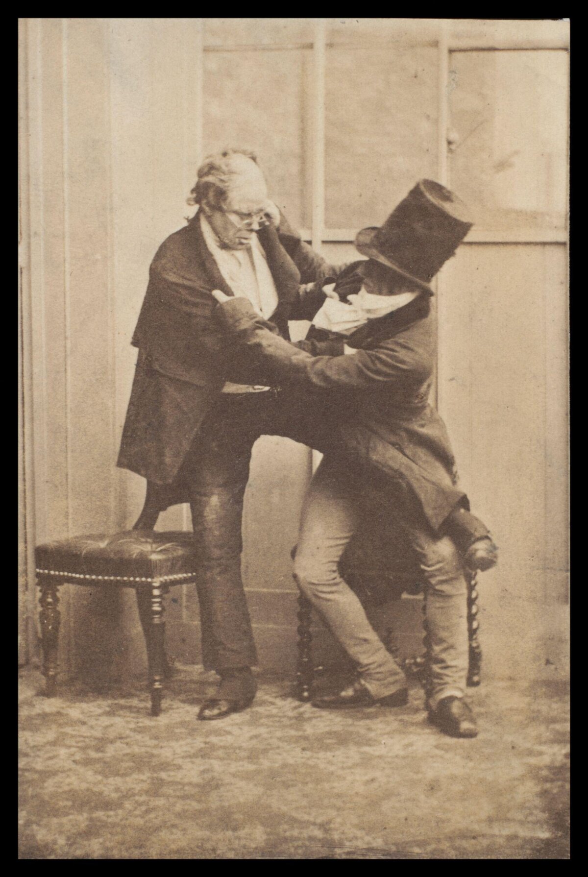 Vintage Staged Fight Between Two Men