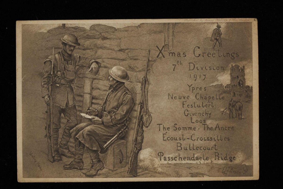 1917 WWI 7th Division Christmas Postcard