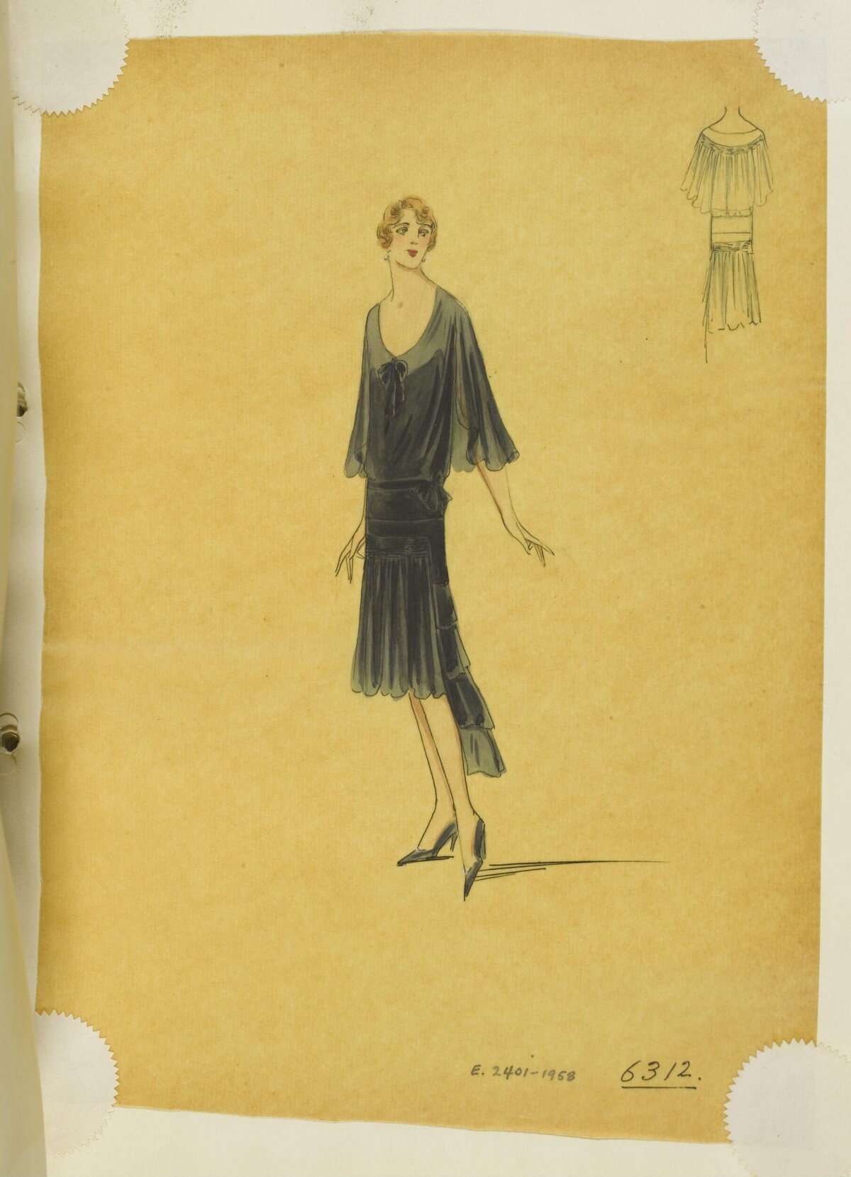 1920s Black Dress Fashion Sketch