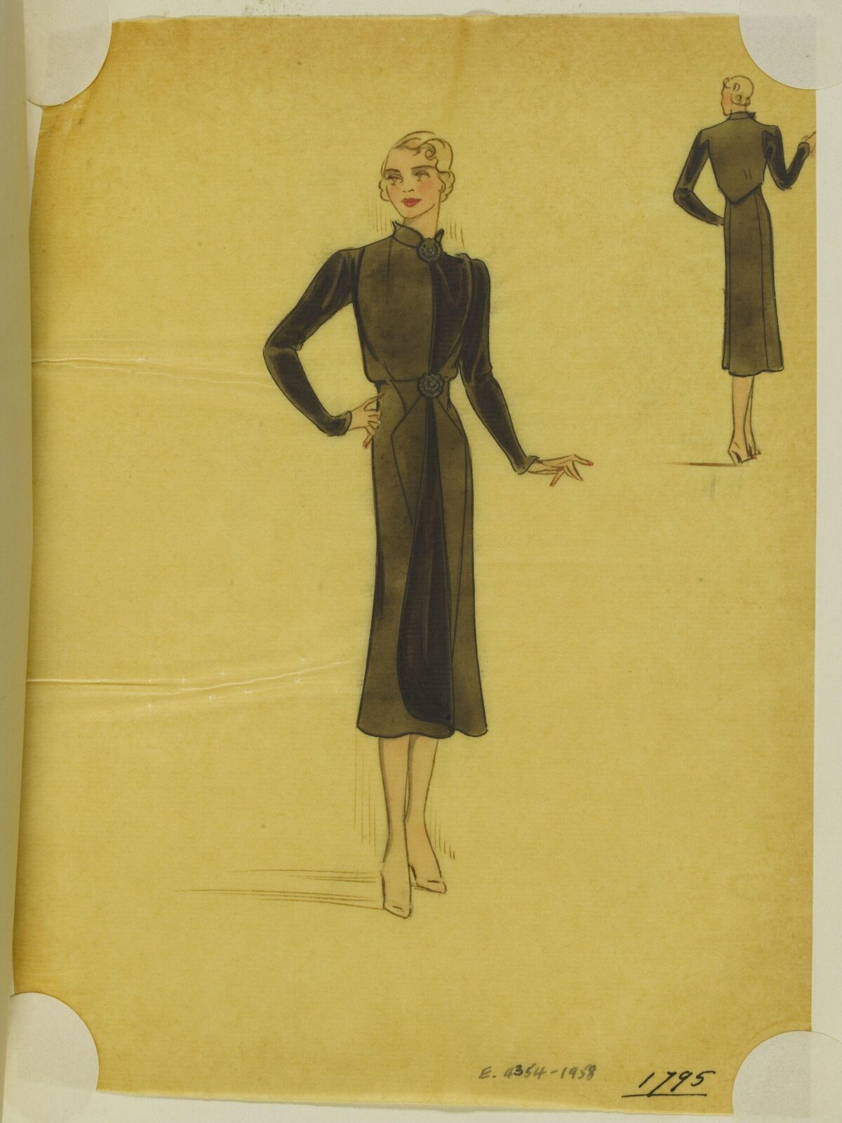 Vintage Dark Dress Fashion Sketch