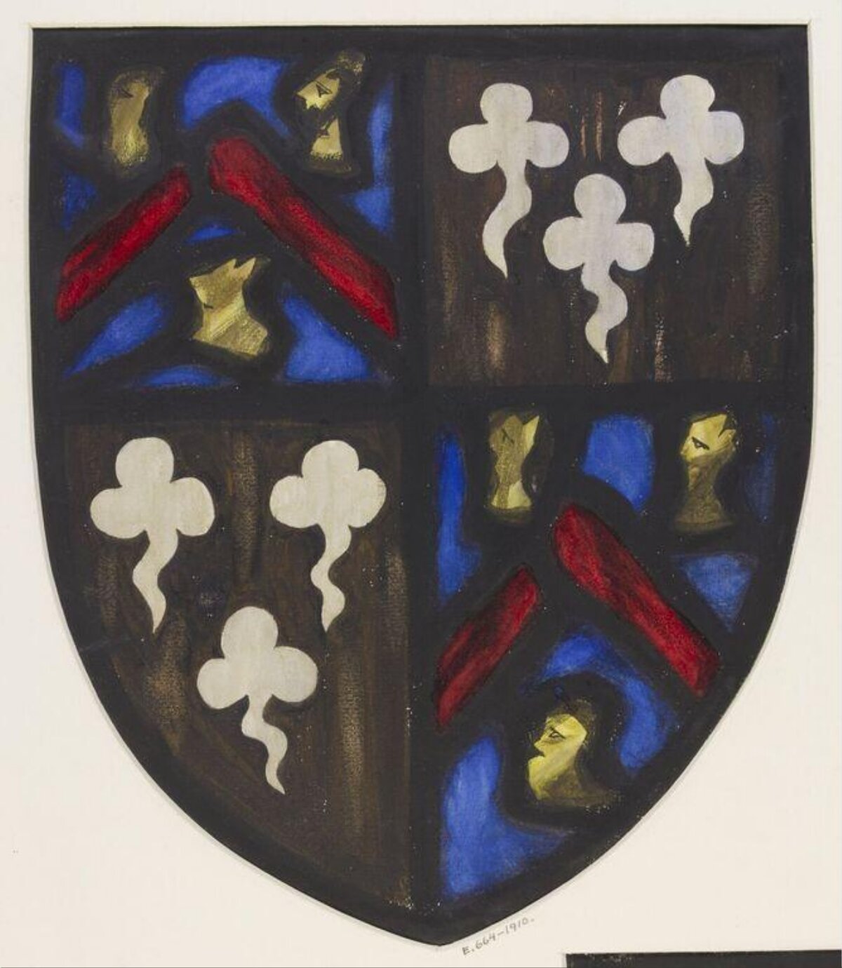 Quartered Heraldic Shield Drawing