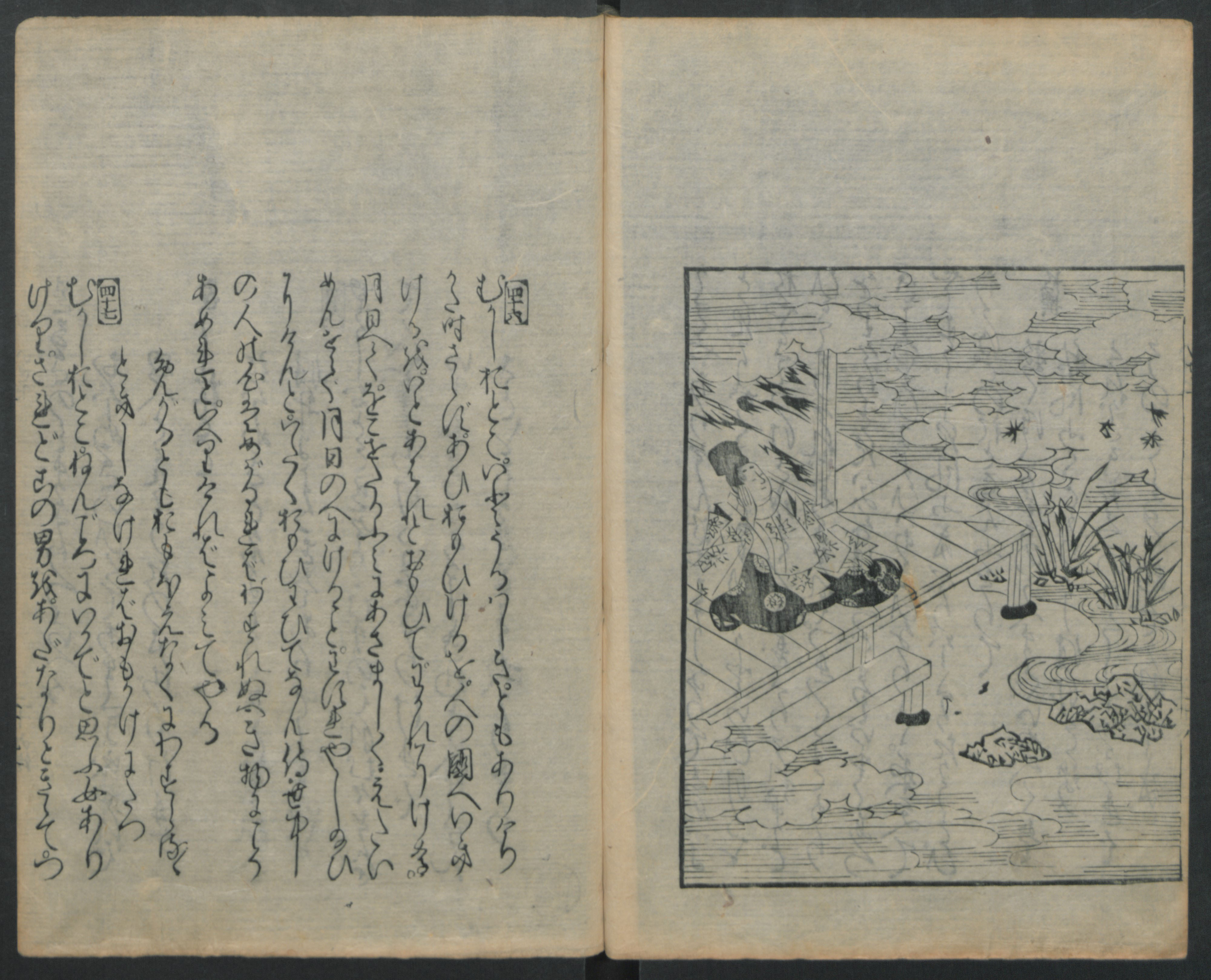 Open Antique Japanese Illustrated Book