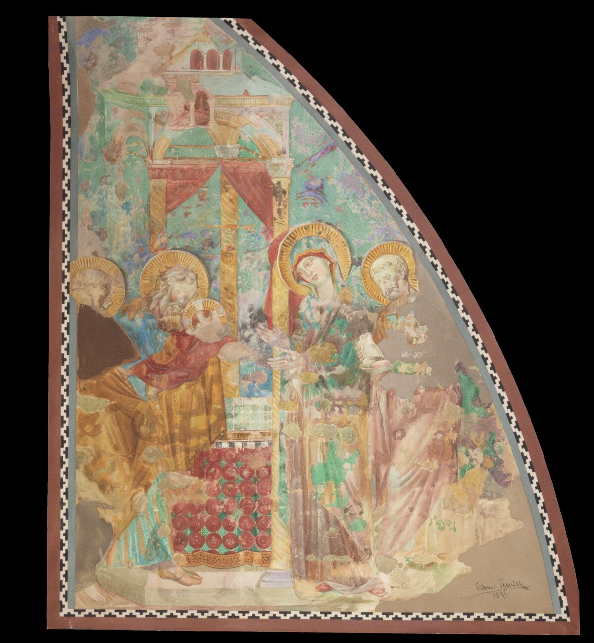 Fresco Fragment with Haloed Saints