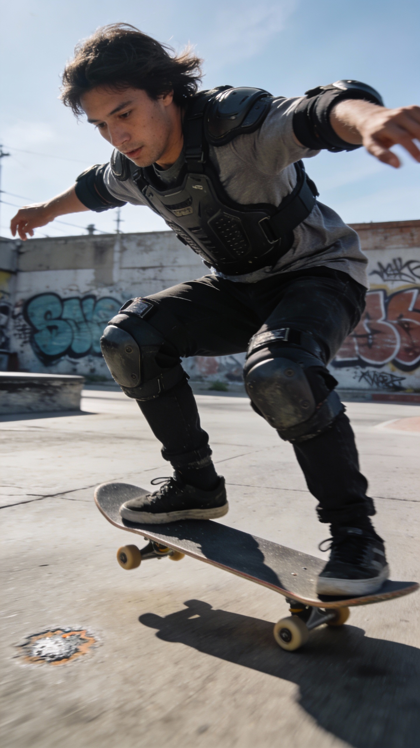 Skateboarder Performing Trick at Skatepark