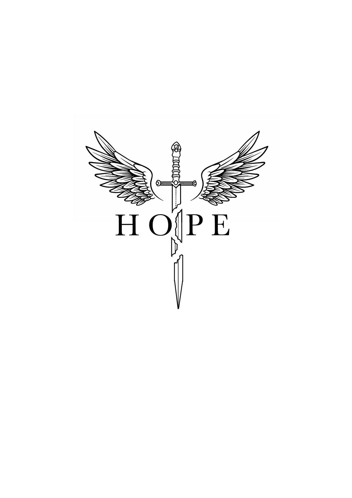 Hope Winged Broken Sword Tattoo Design