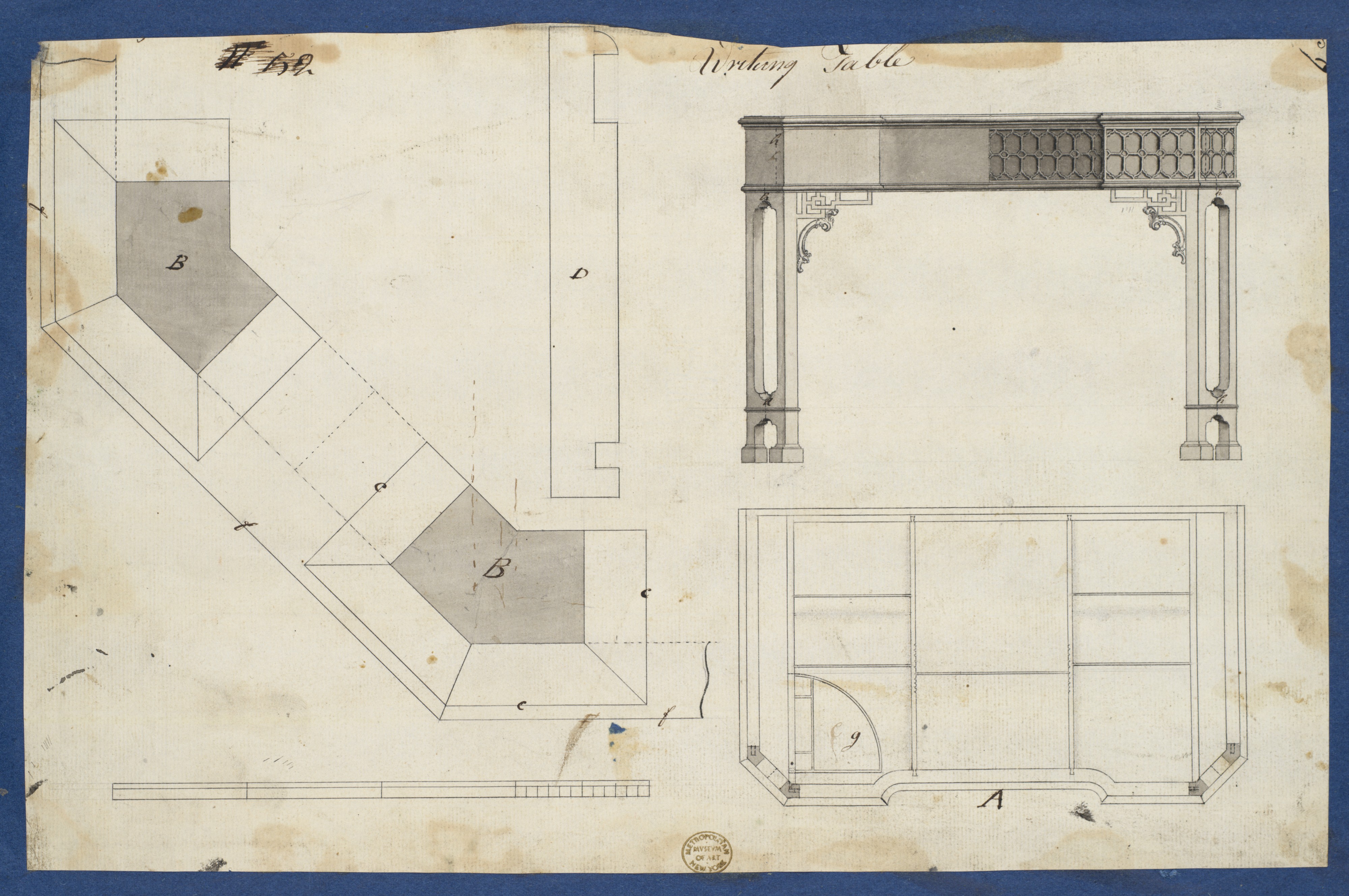 Antique Working Table Design Drawing