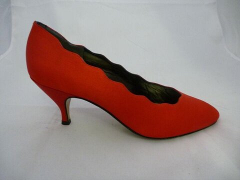 Bright Red Scalloped High Heel Shoe