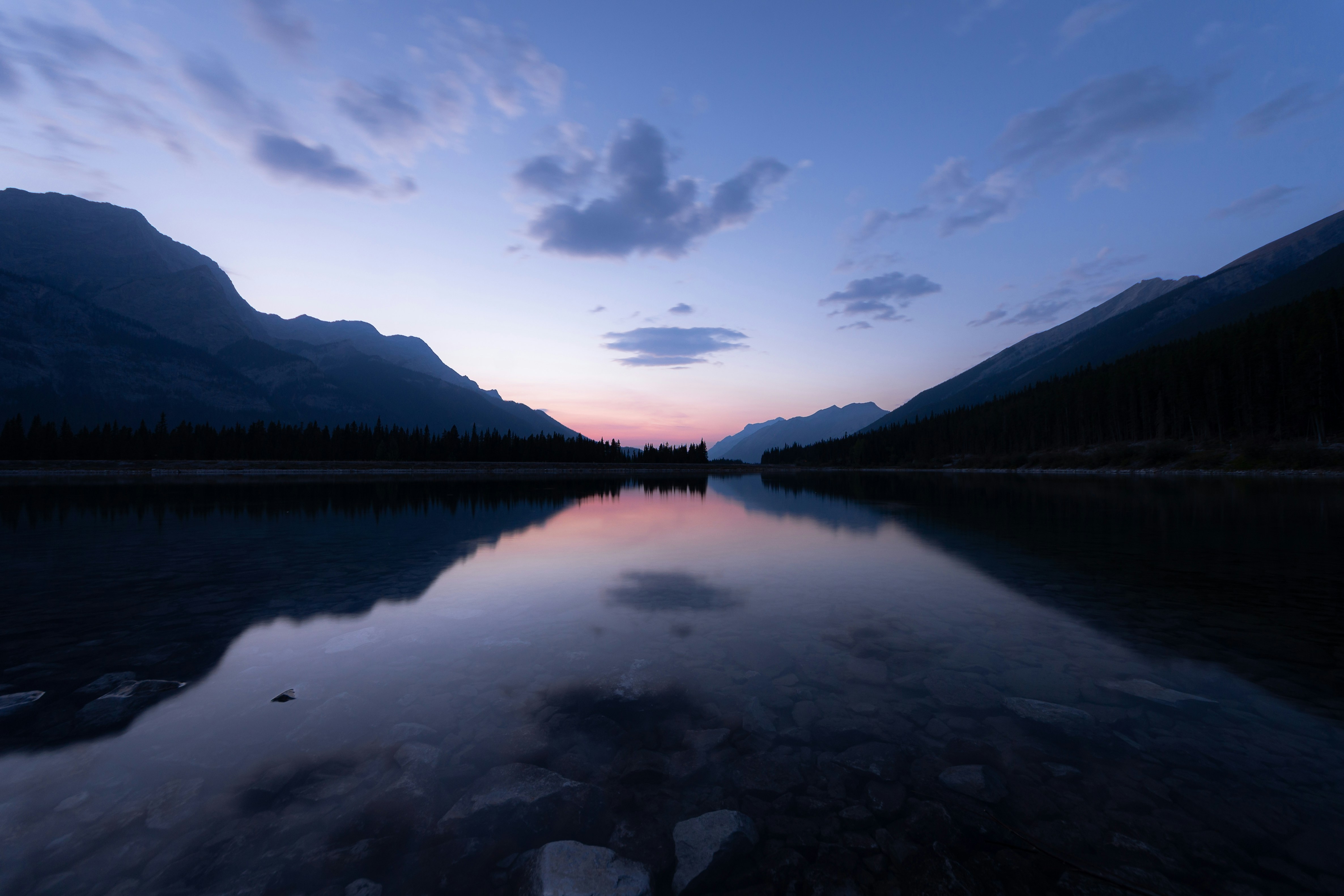 Twilight Mountain Lake Reflection