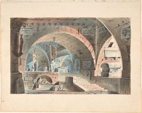 Watercolor Painting of Crypt Interior