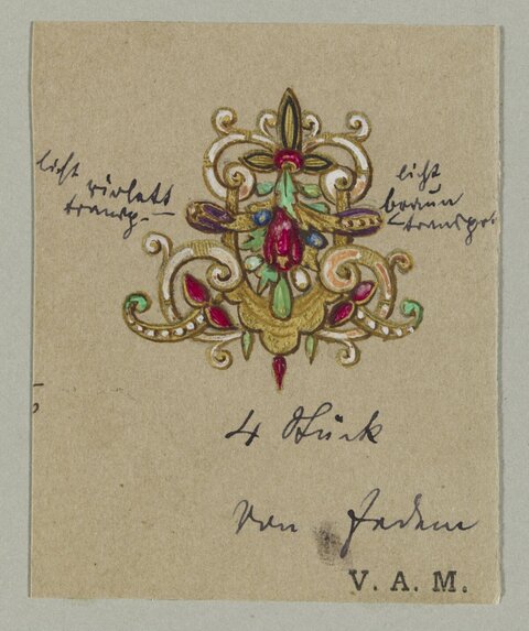 Ornate Jeweled Brooch Design Sketch