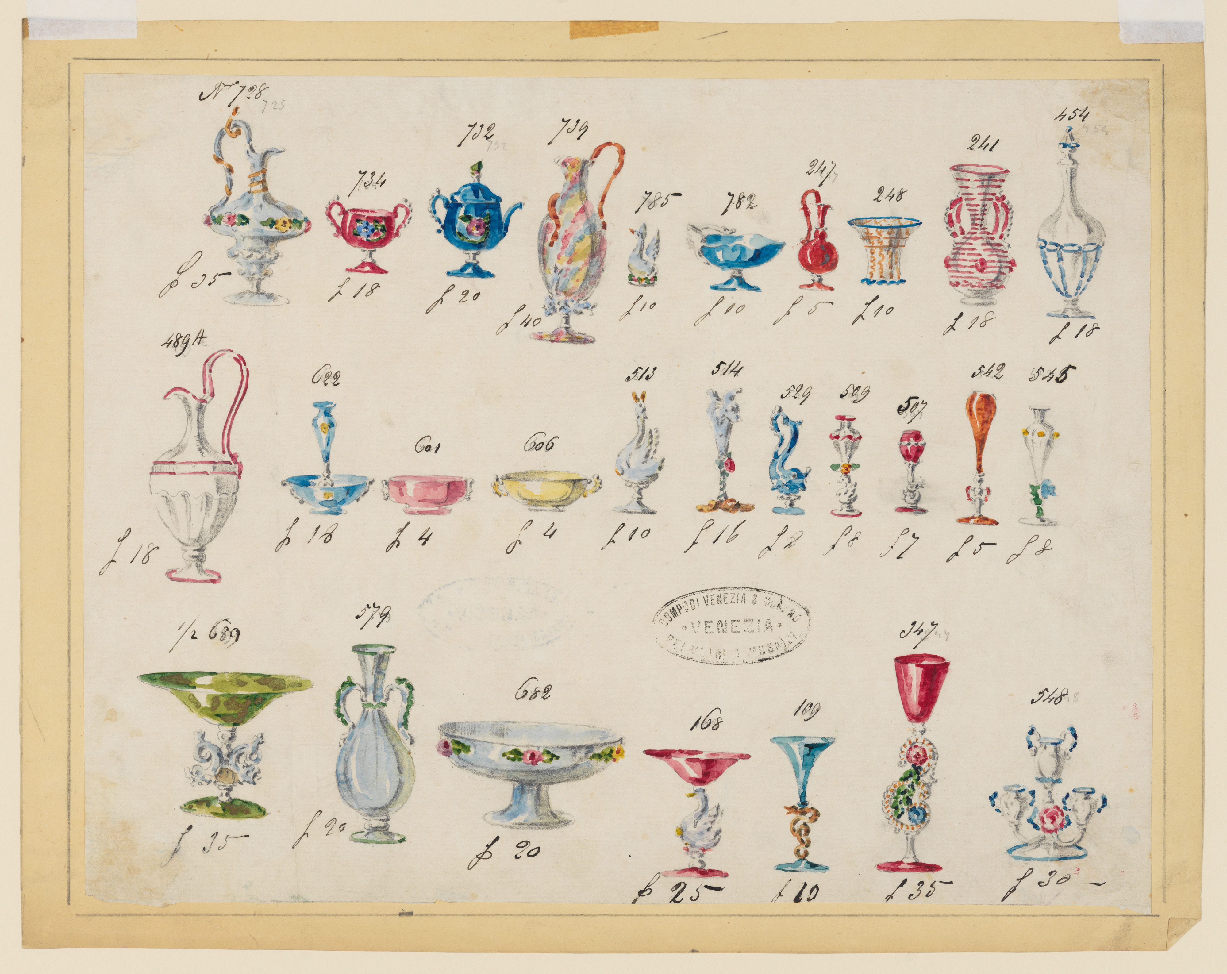 Venetian Glassware Design Sketches