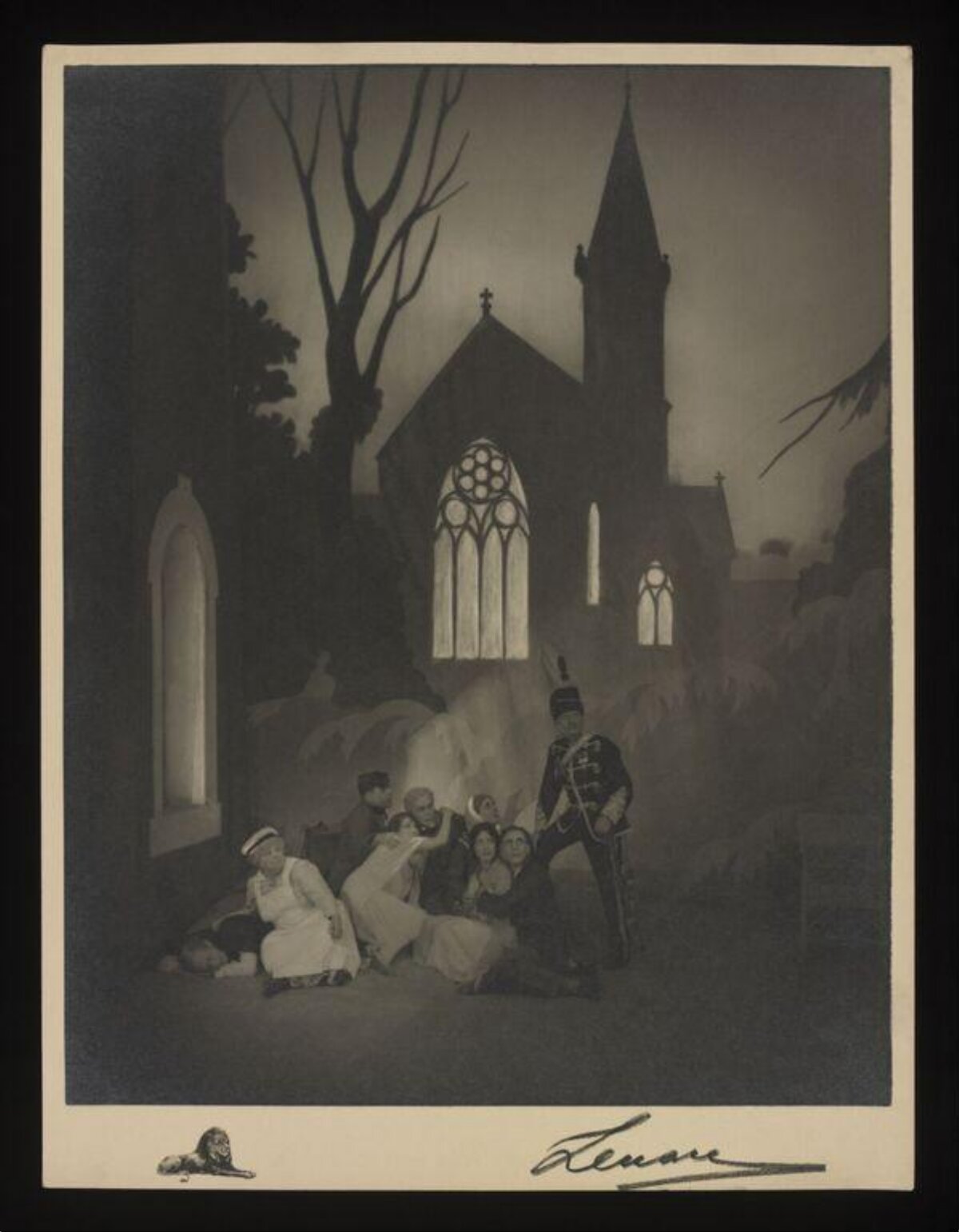 Dramatic Group Scene Outside Church