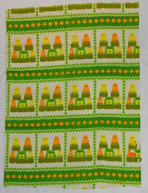 Vintage Green Apple Patterned Fabric