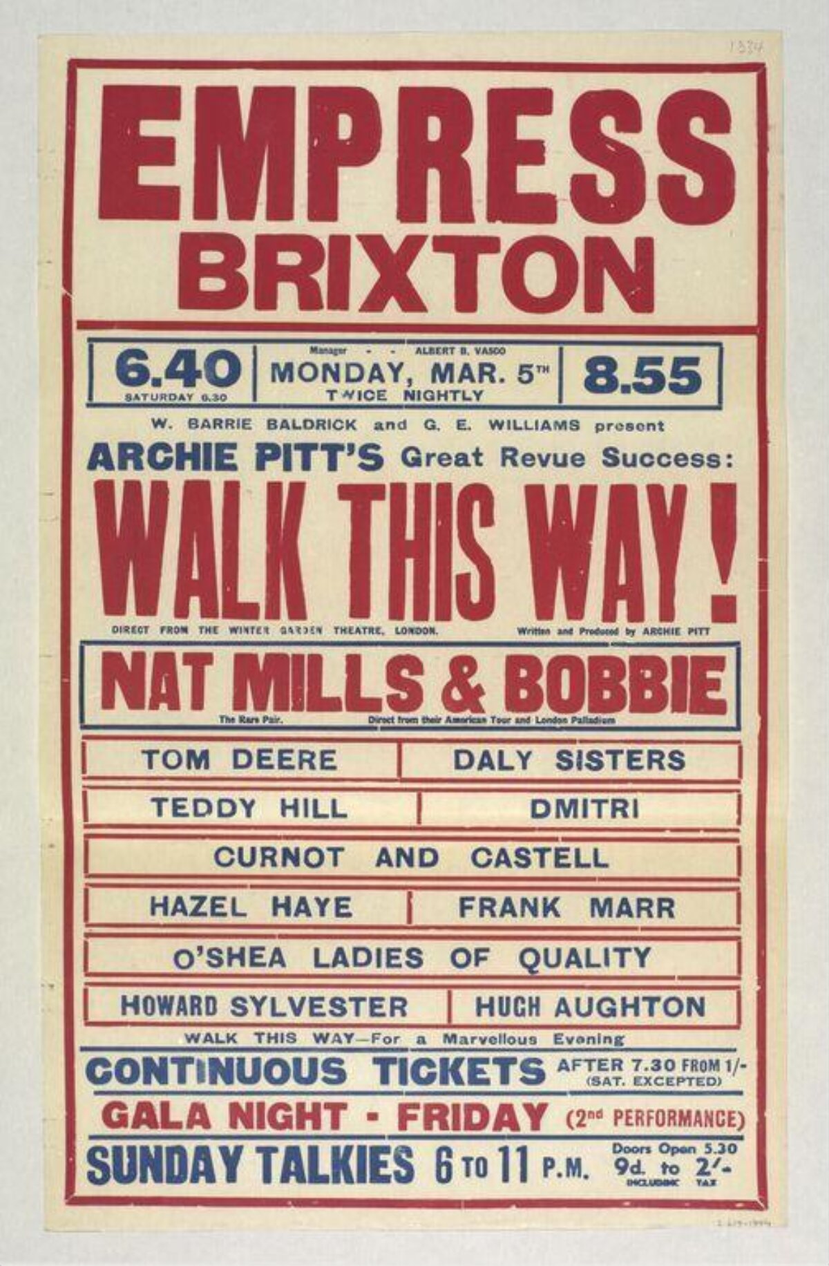 Empress Brixton Vintage Revue Poster