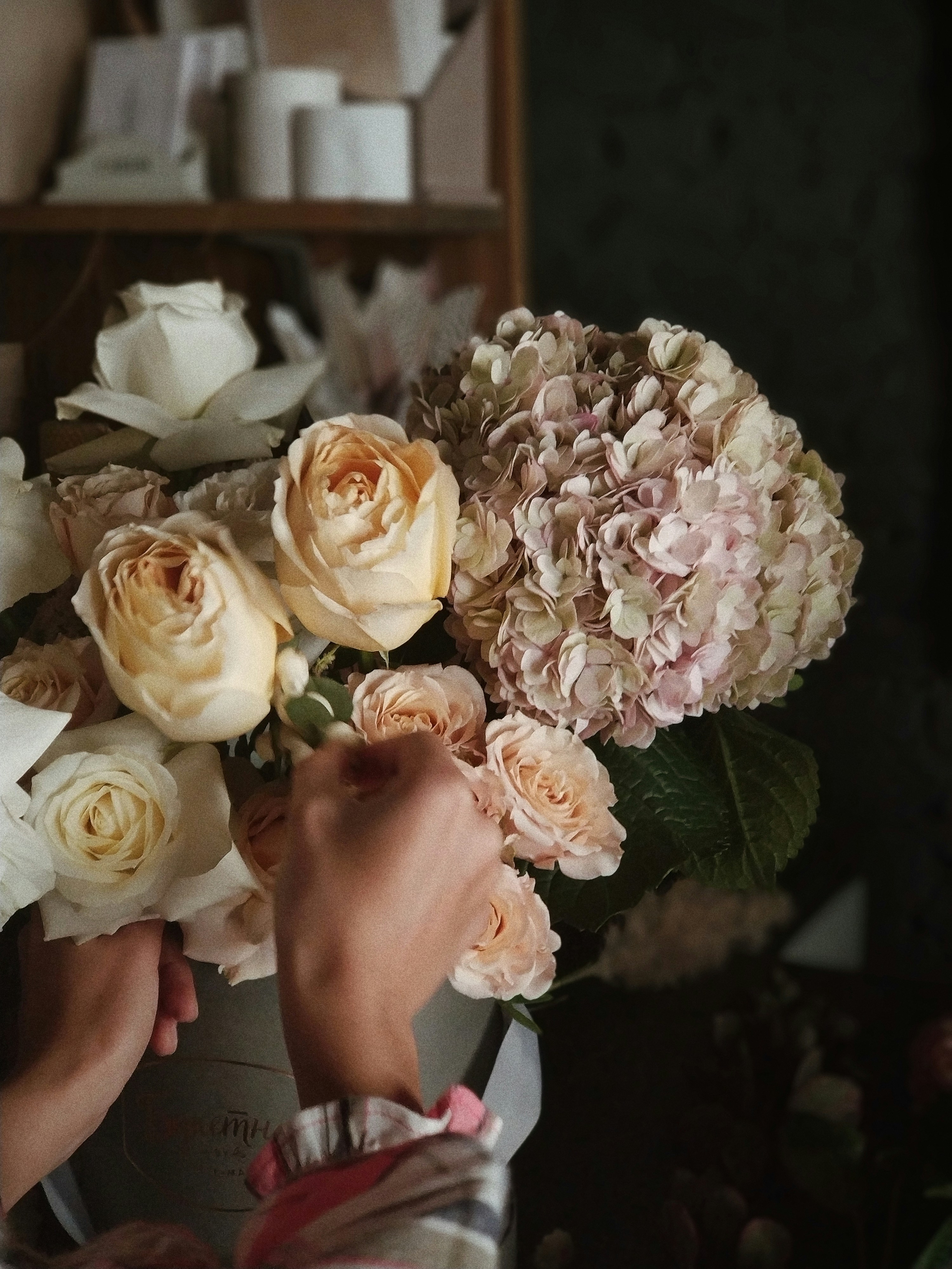 Arranging a Rose Hydrangea Bouquet
