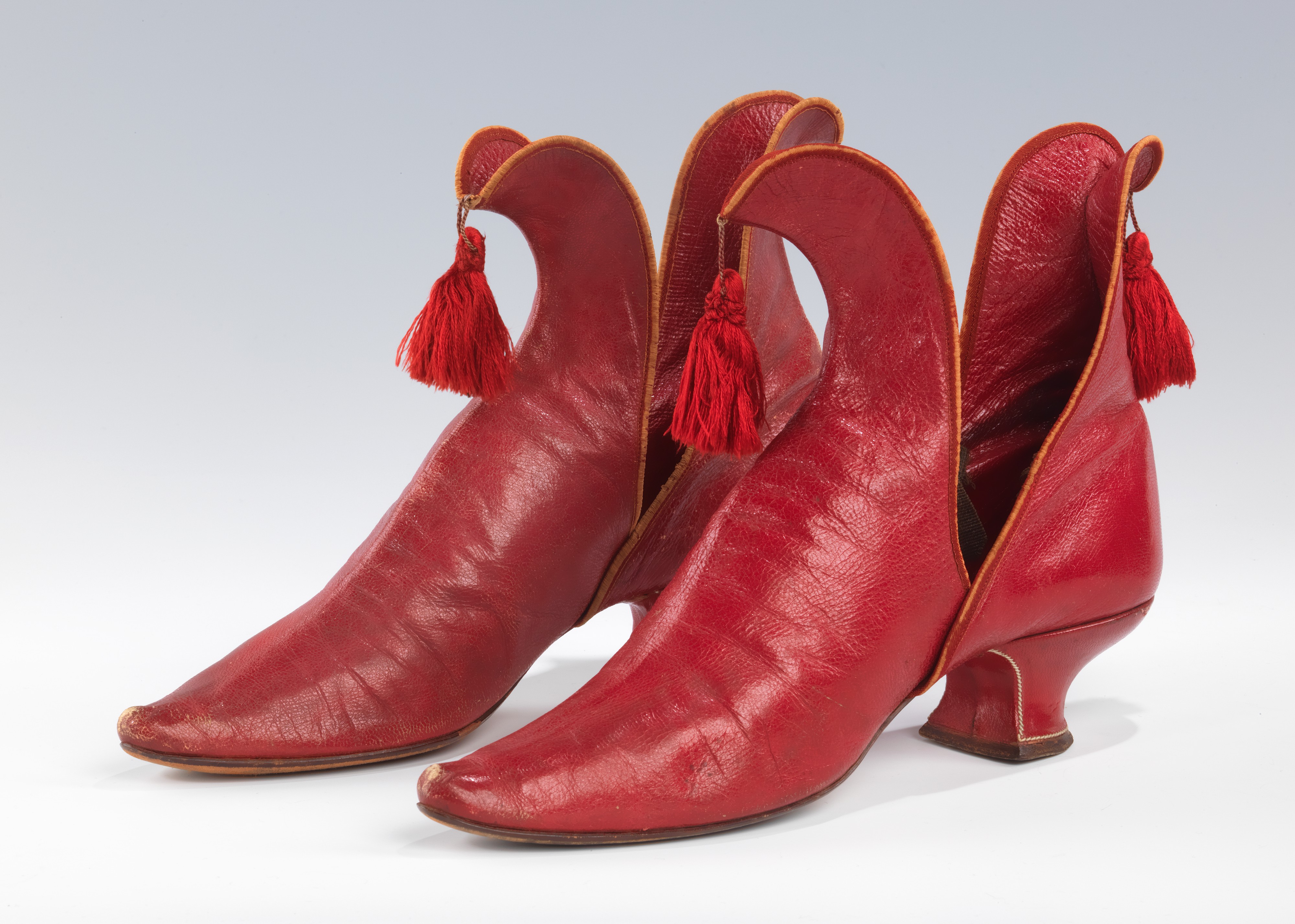 Pair of Red Leather Ankle Boots