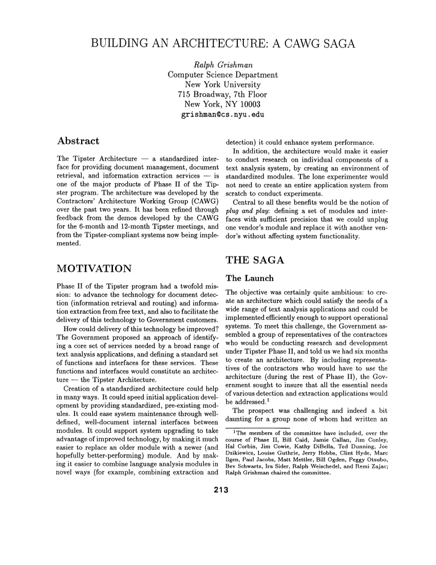 Building an Architecture: A CAWG Saga
