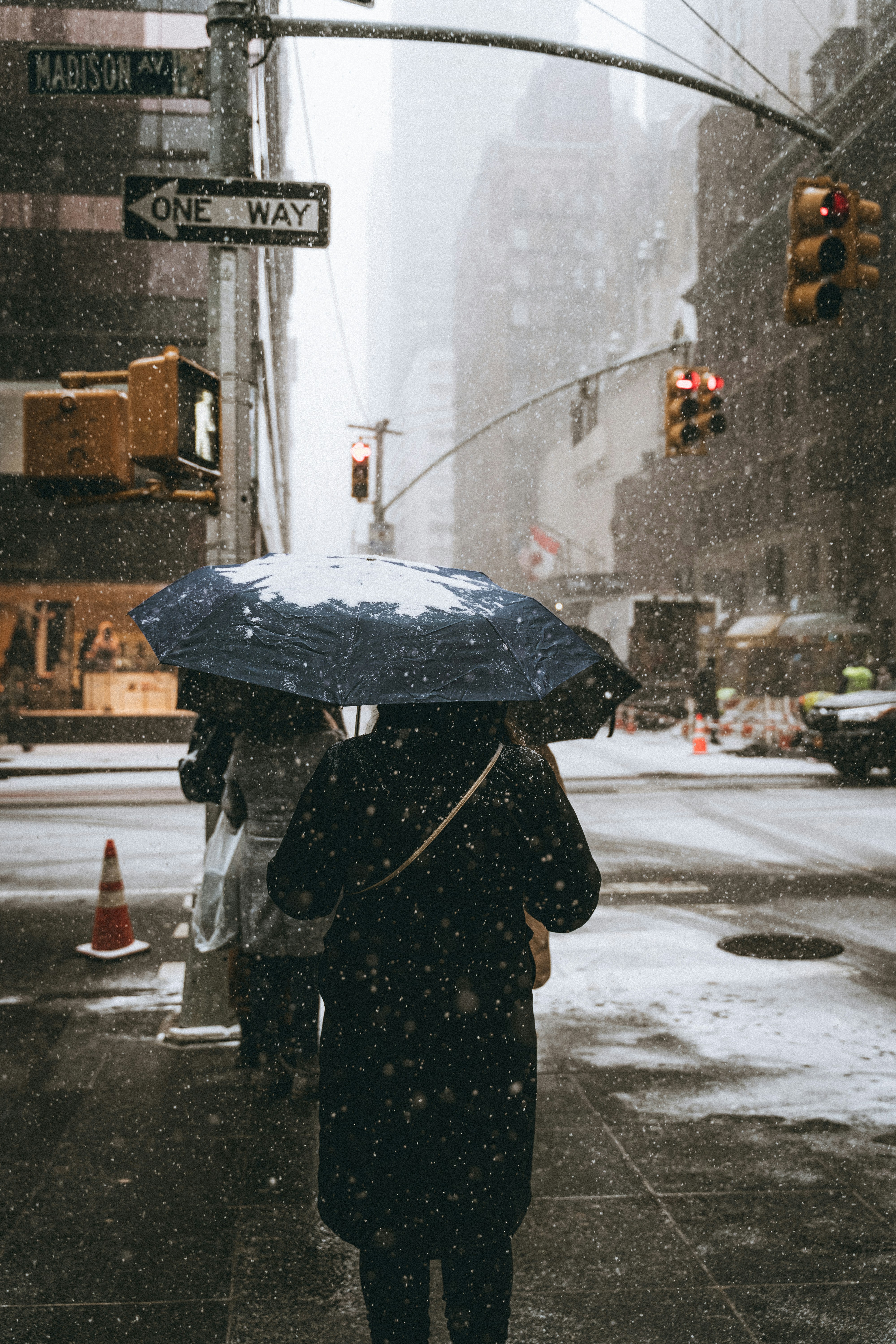 Snowfall on Madison Avenue