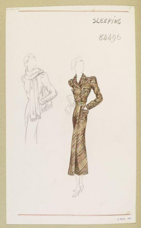 Vintage Dress Fashion Design Sketch
