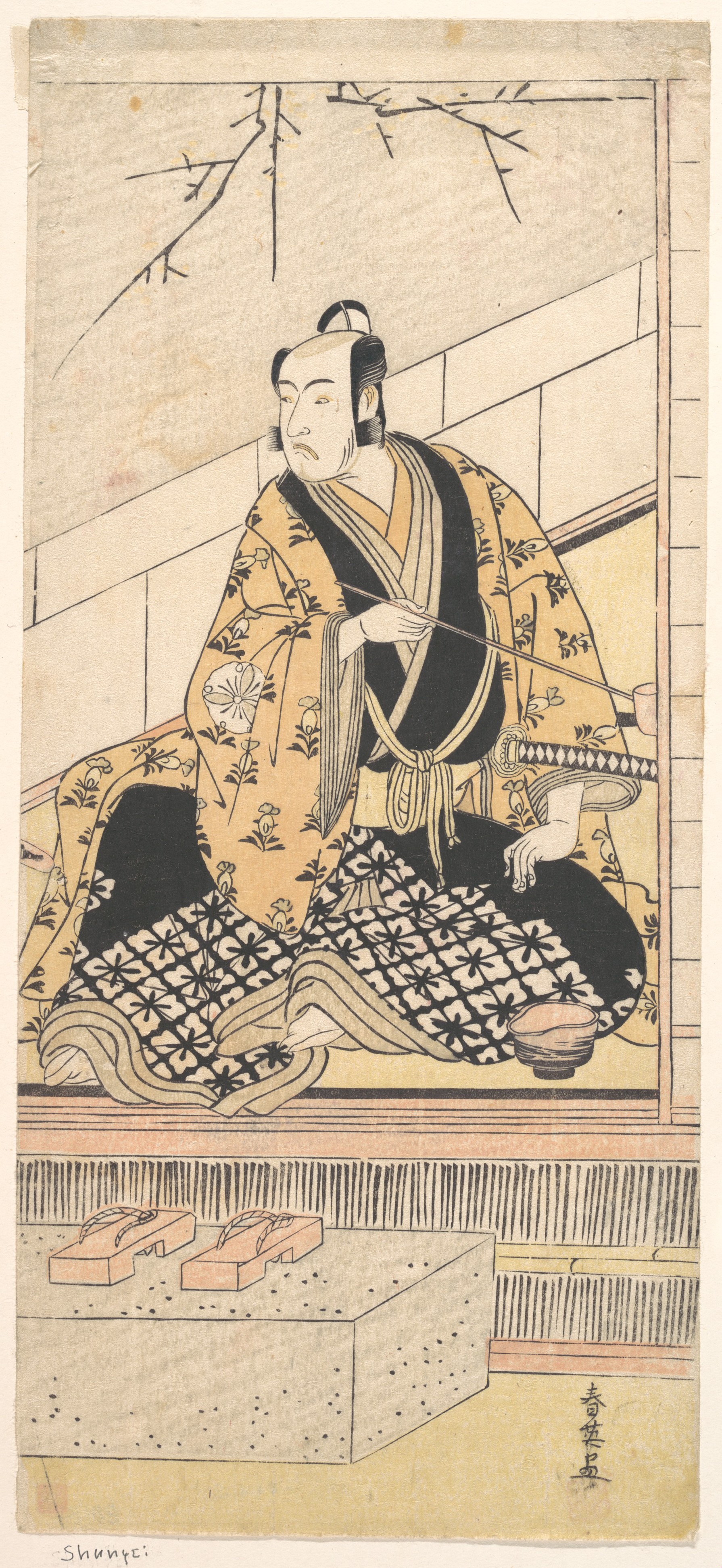 Ukiyo-e Seated Samurai Portrait