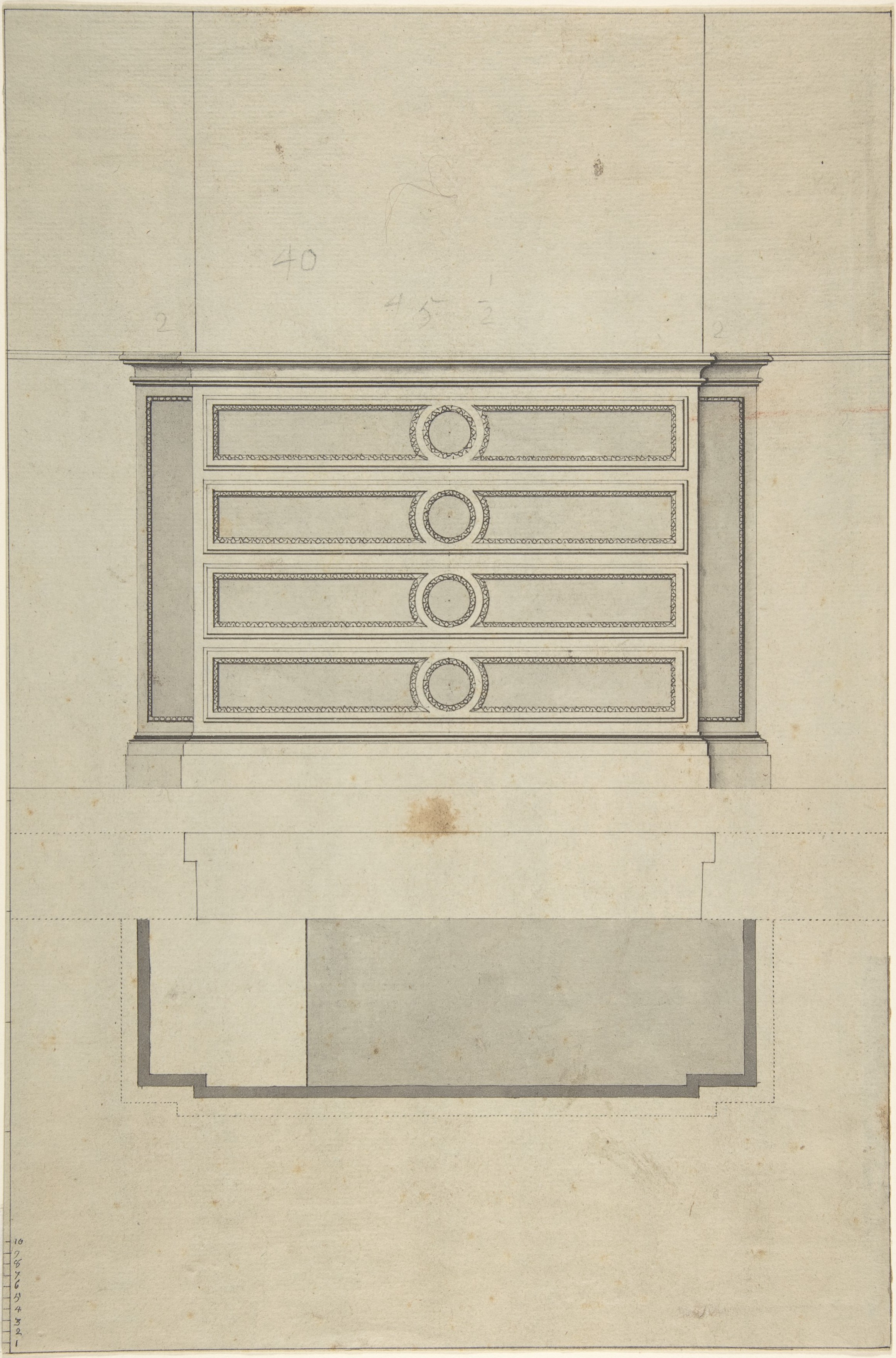 Architectural Drawing of Fireplace Mantel