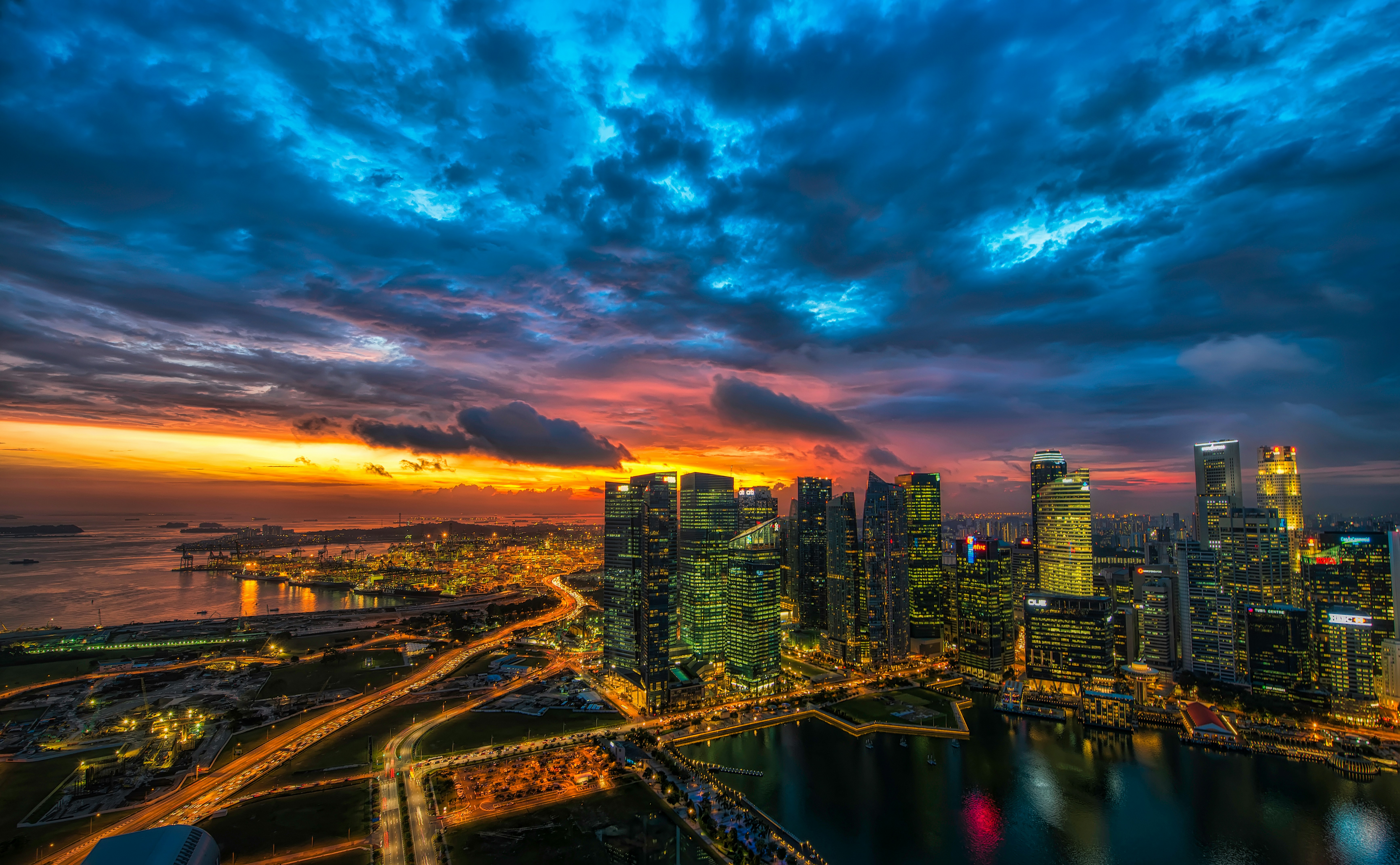 Singapore Downtown Sunset City View