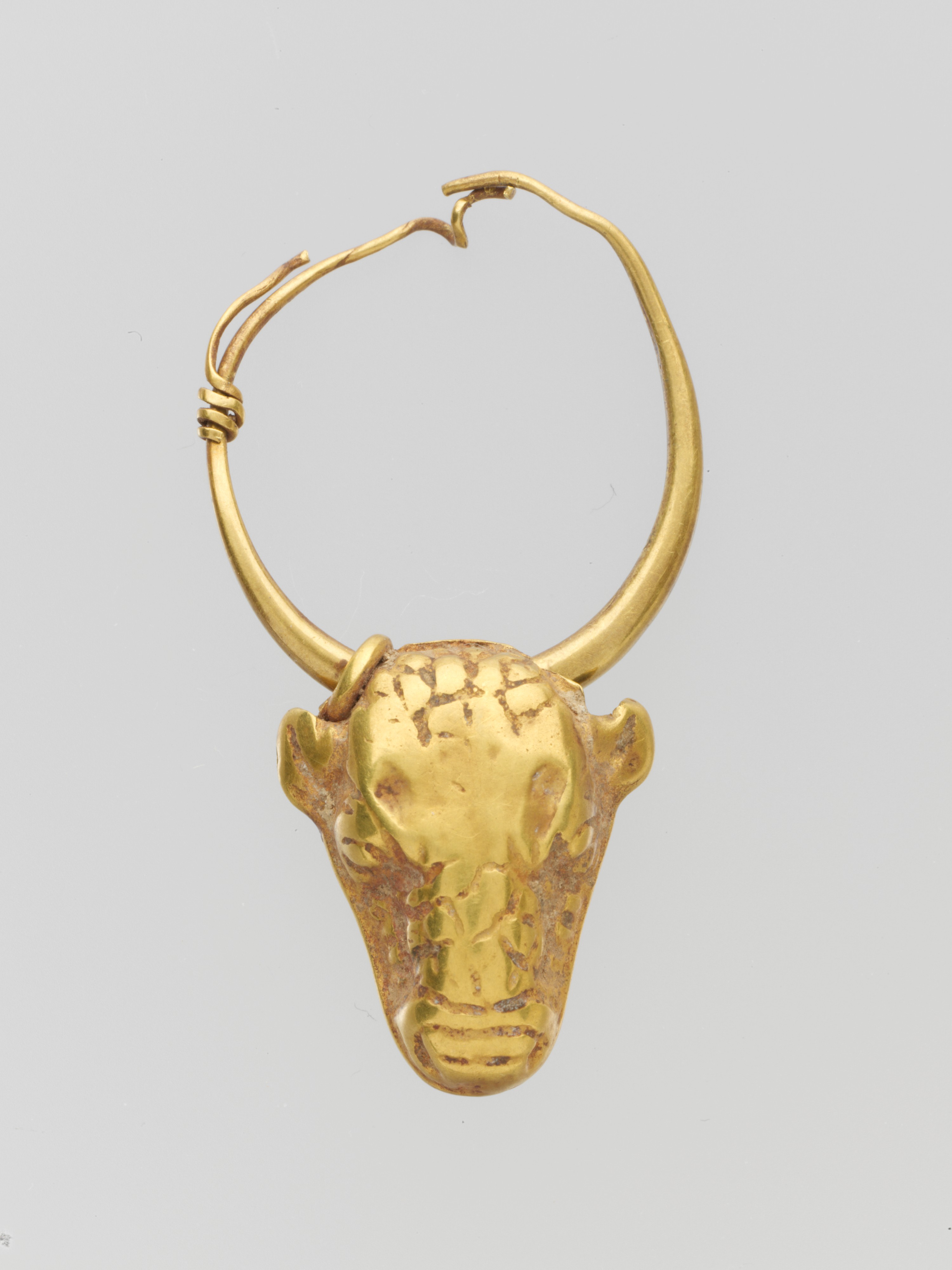 Ancient Golden Bull Head Earring