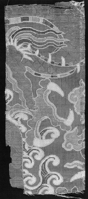 Ancient Brocade Fragment with Cloud Wave Patterns