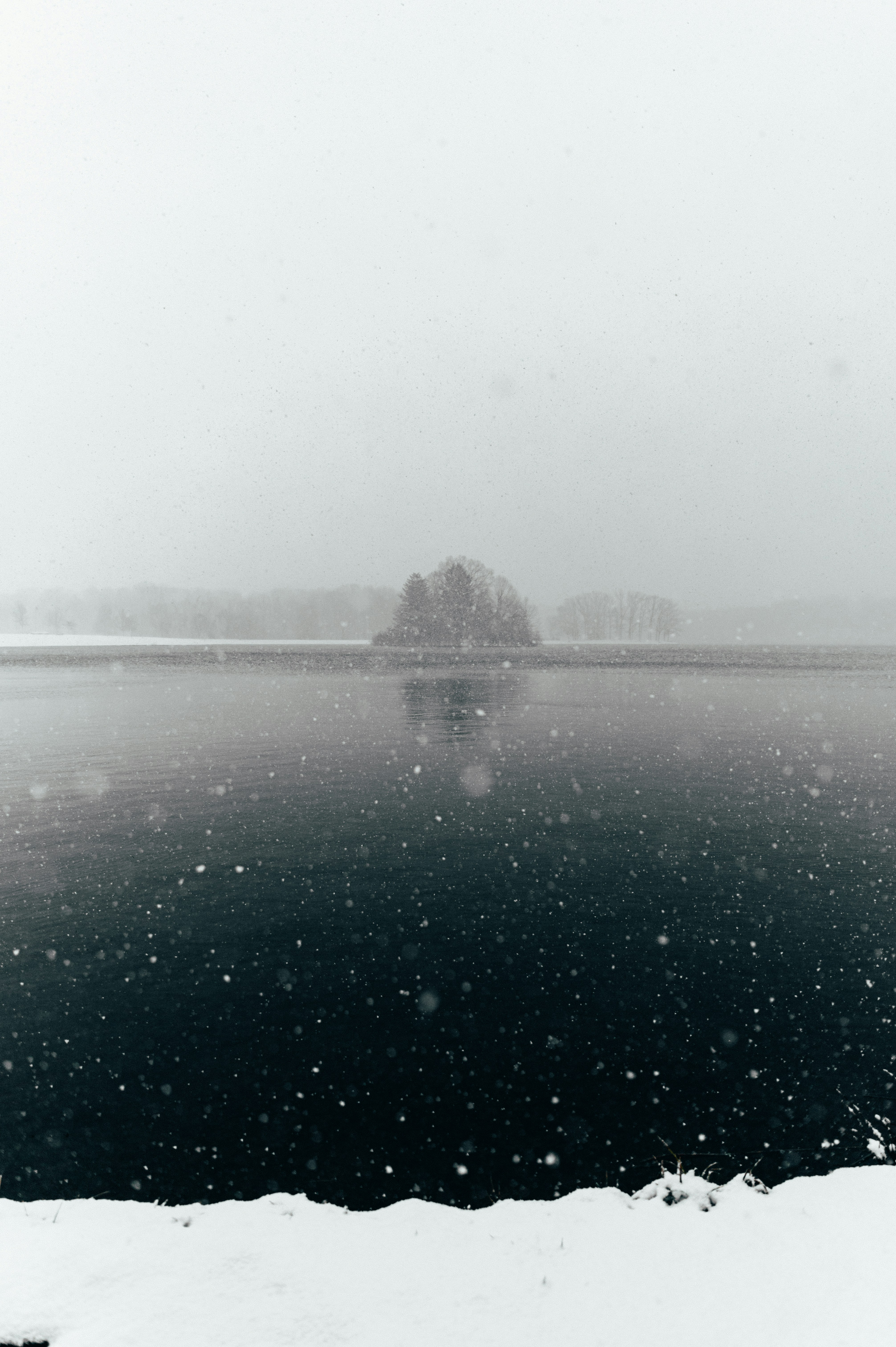 Snowy Lake Winter Landscape