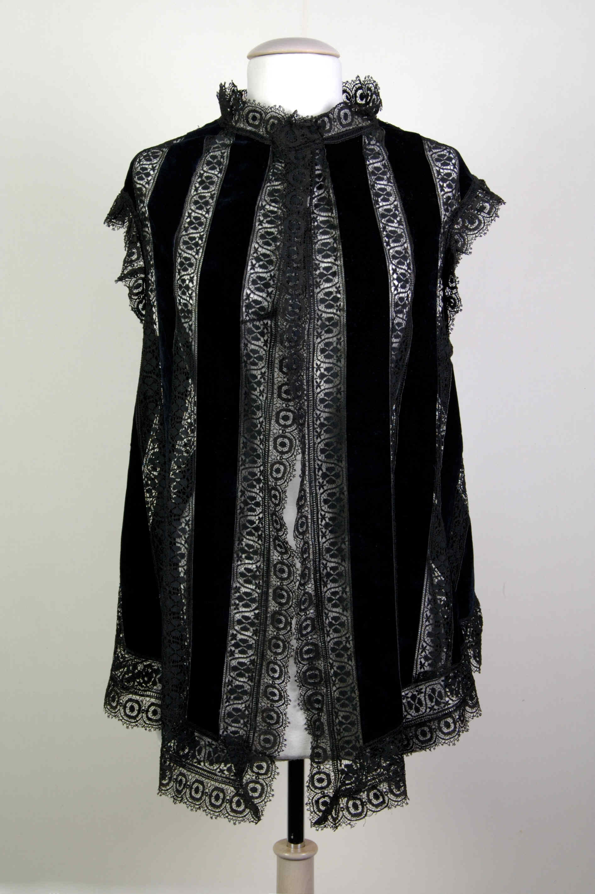 Black Velvet Lace Cape on Mannequin