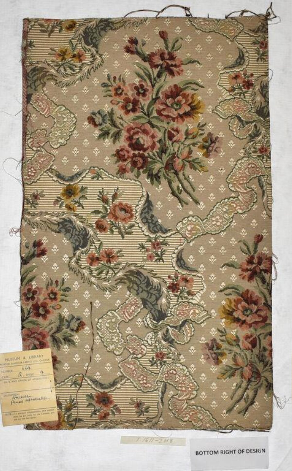 Antique Floral Woven Textile Sample