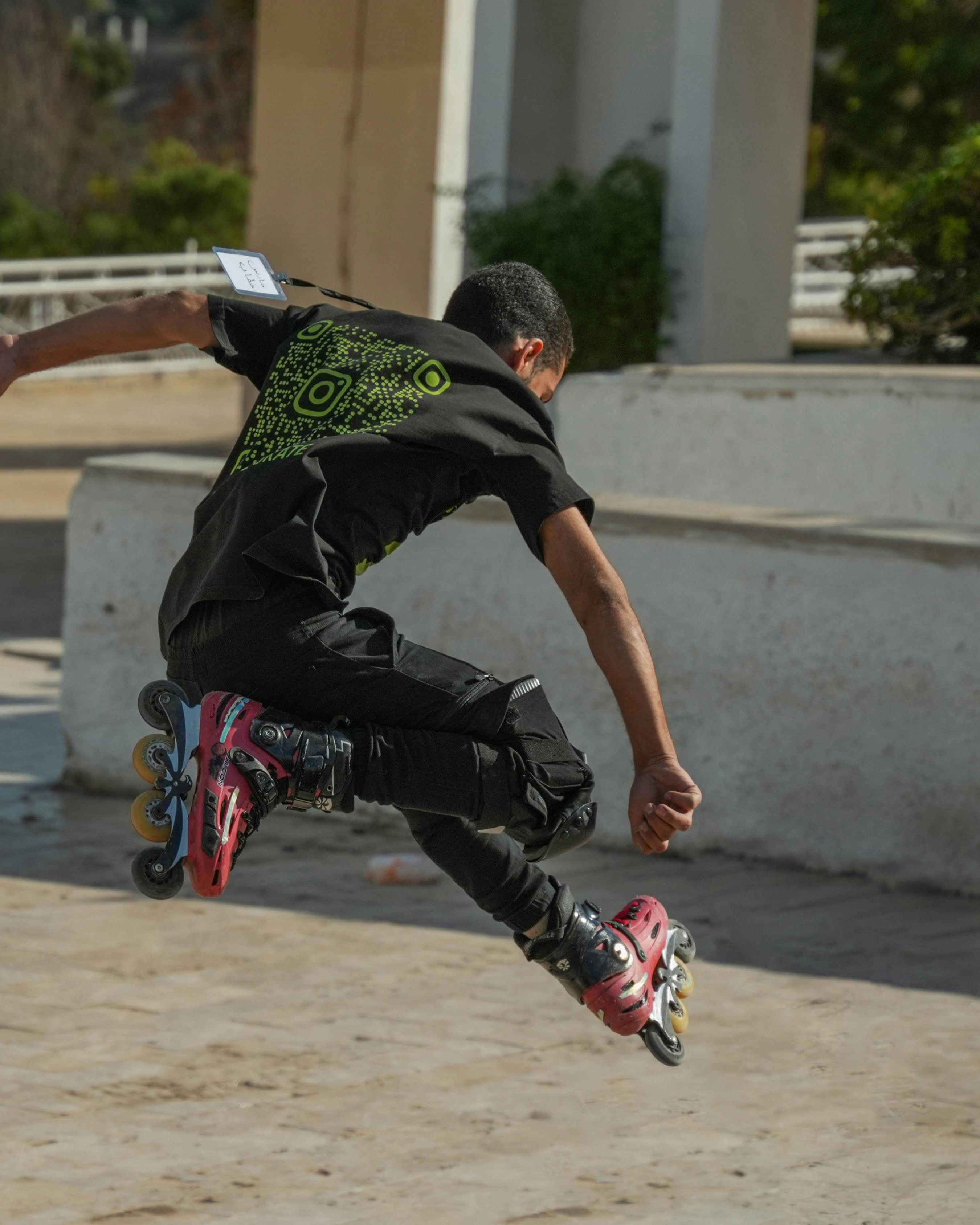 Inline Skater Performing Aerial Trick