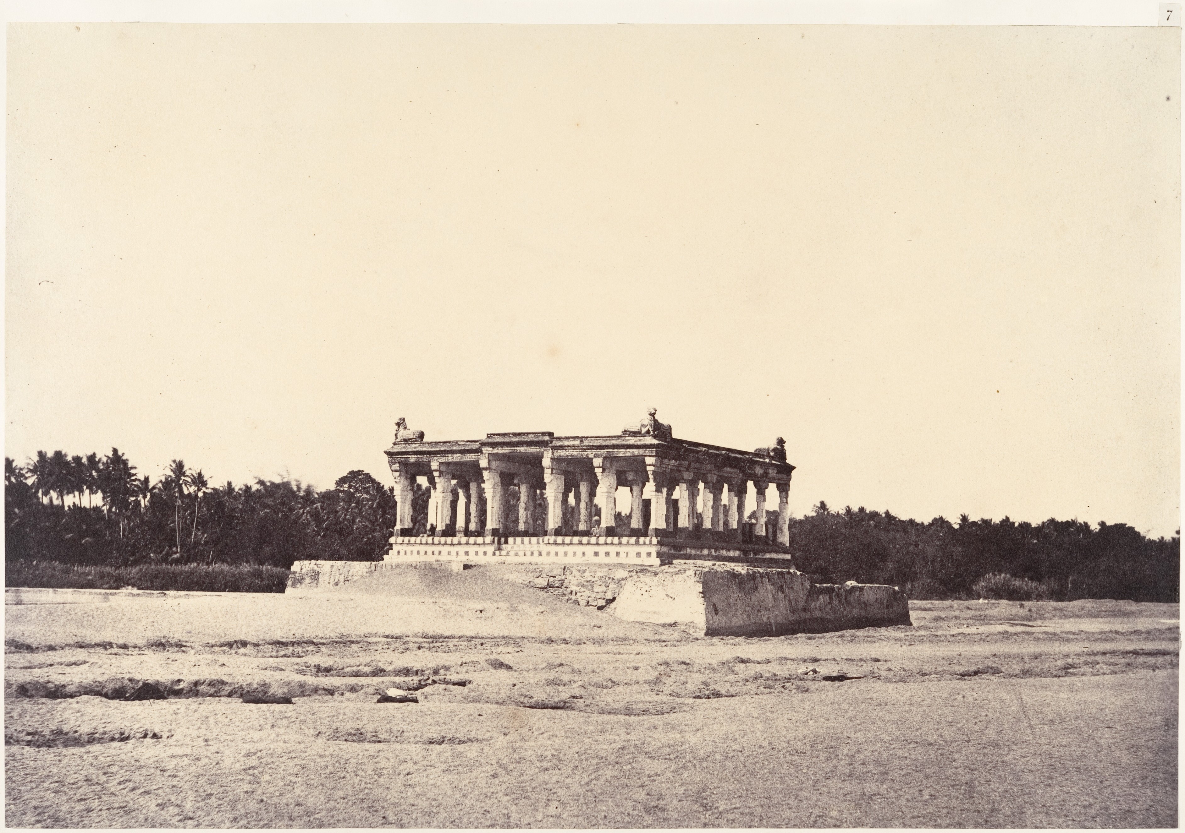 Ancient Stone Pavilion on Sandy Riverbed