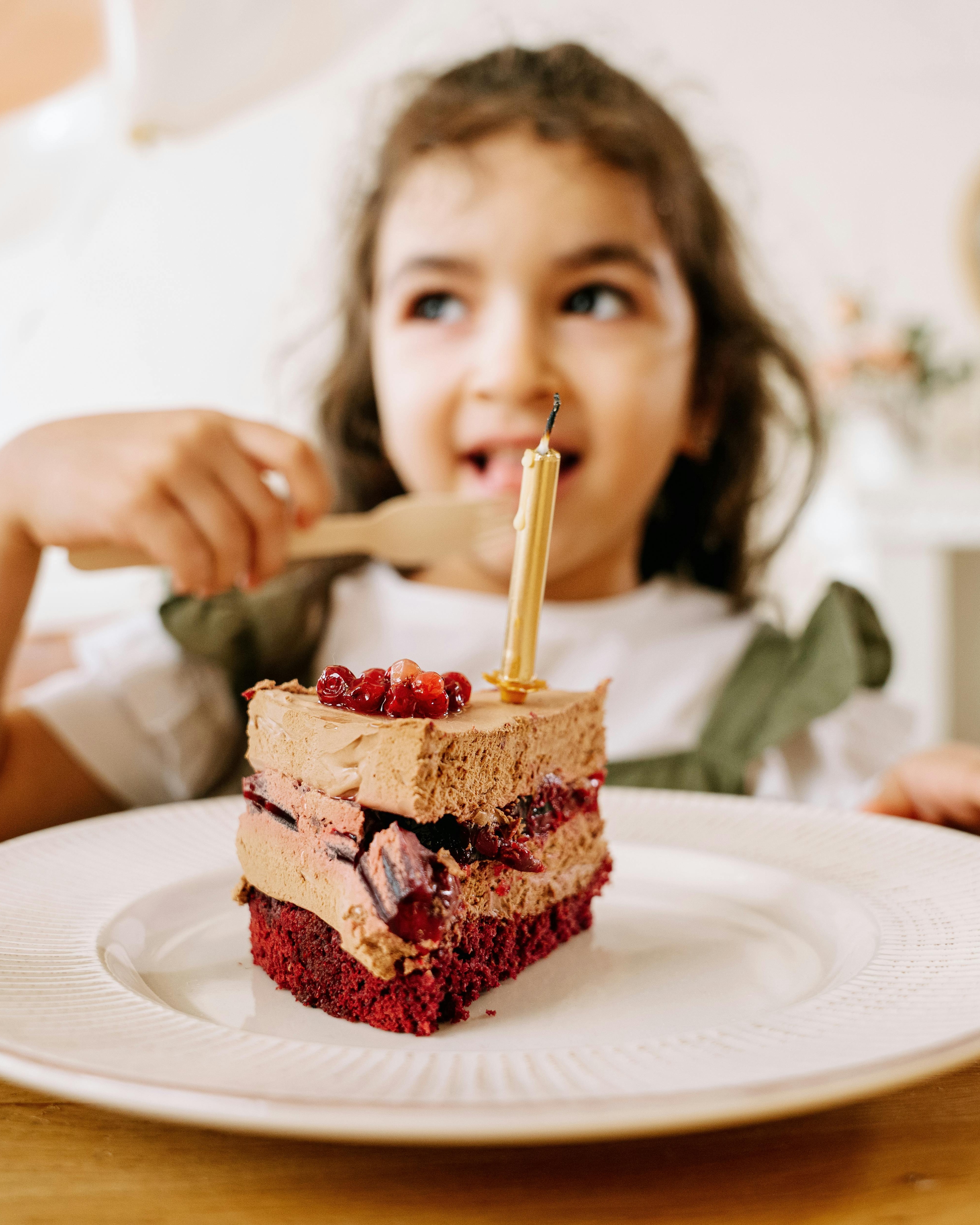 Birthday Cake Slice With Gold Candle