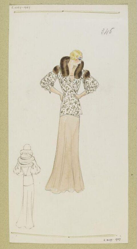 Vintage Evening Gown Fashion Sketch