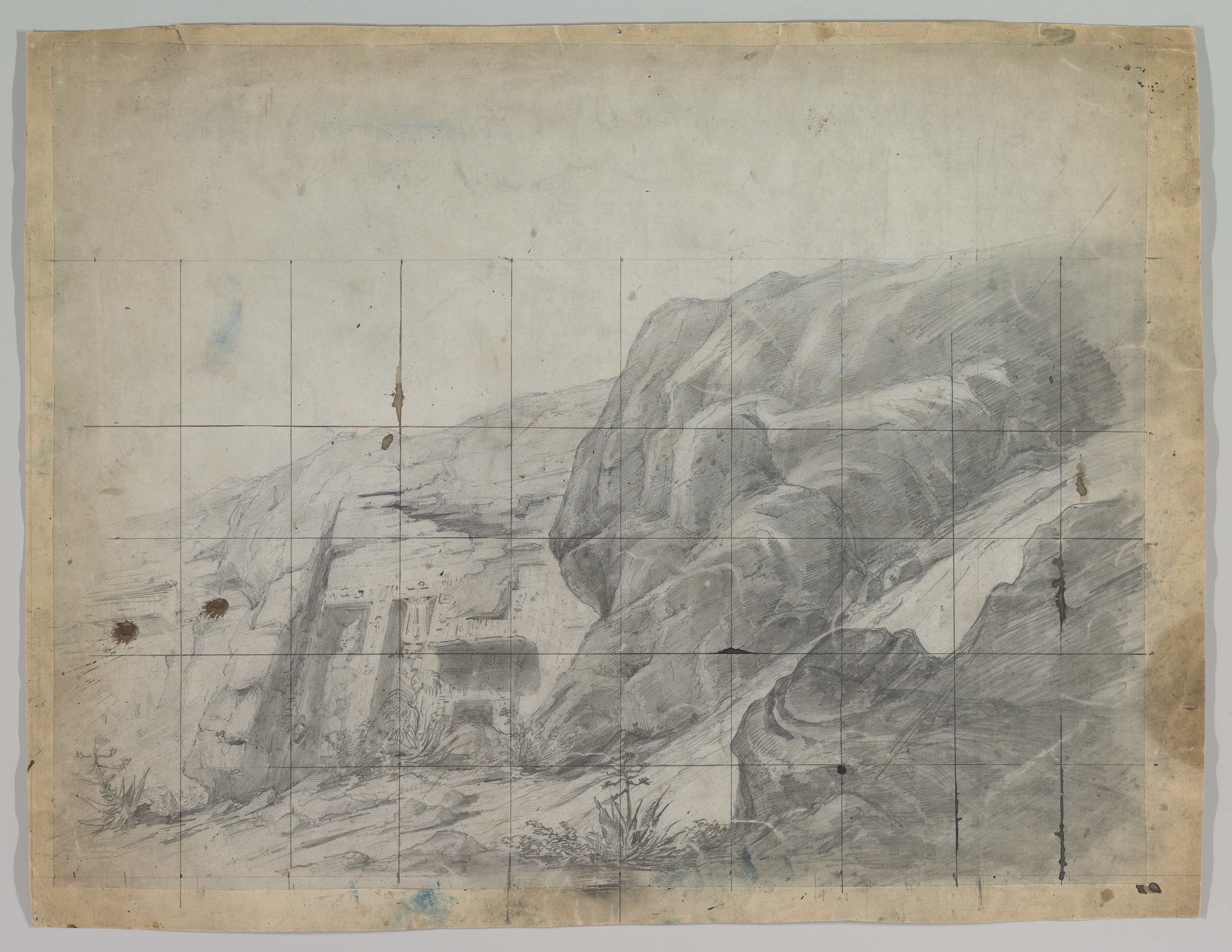 Pencil Sketch of Ancient Rock Tomb
