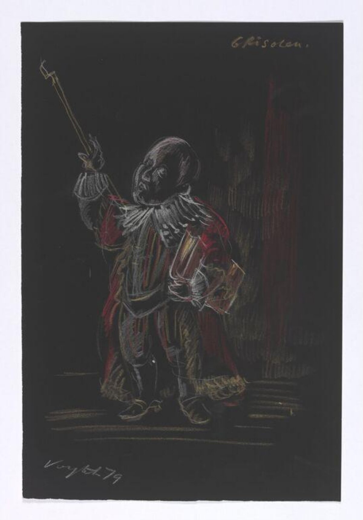 Colored Chalk Drawing of Dwarf Figure