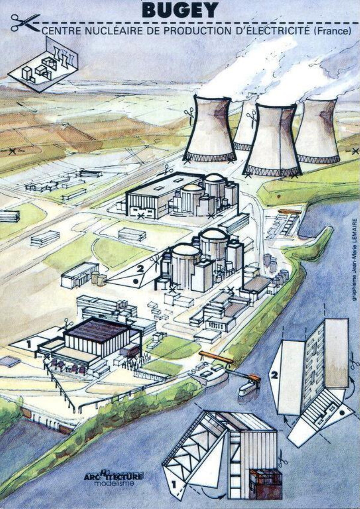 Bugey Nuclear Center Paper Model Template