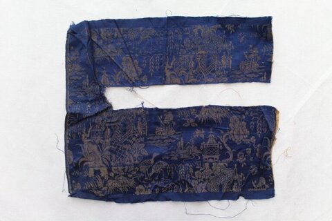 Antique Blue Patterned Textile Fragment