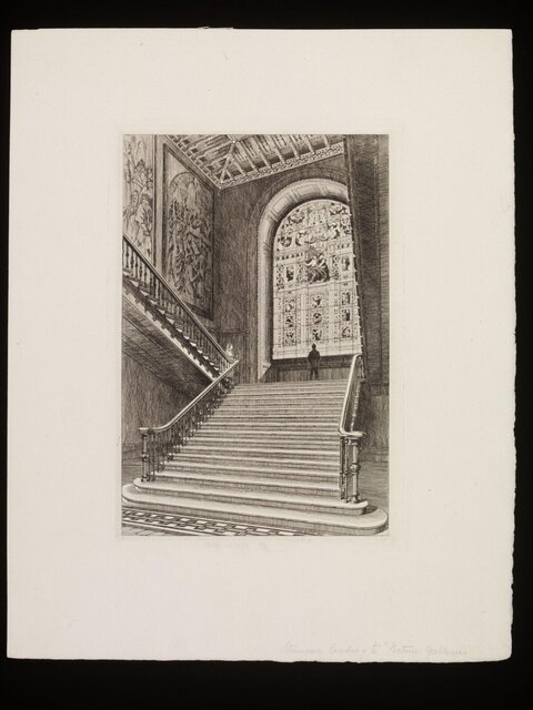 Etching of Staircase to Picture Gallery
