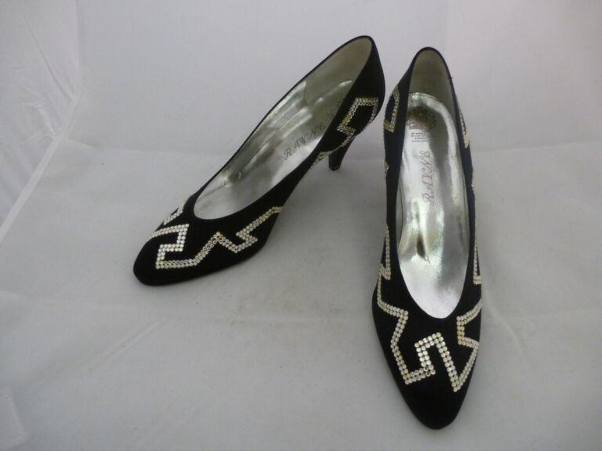 Black Rhinestone High Heel Pumps