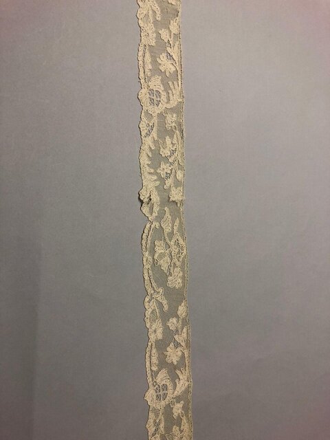 Vintage Floral Lace Strip on Gray Background