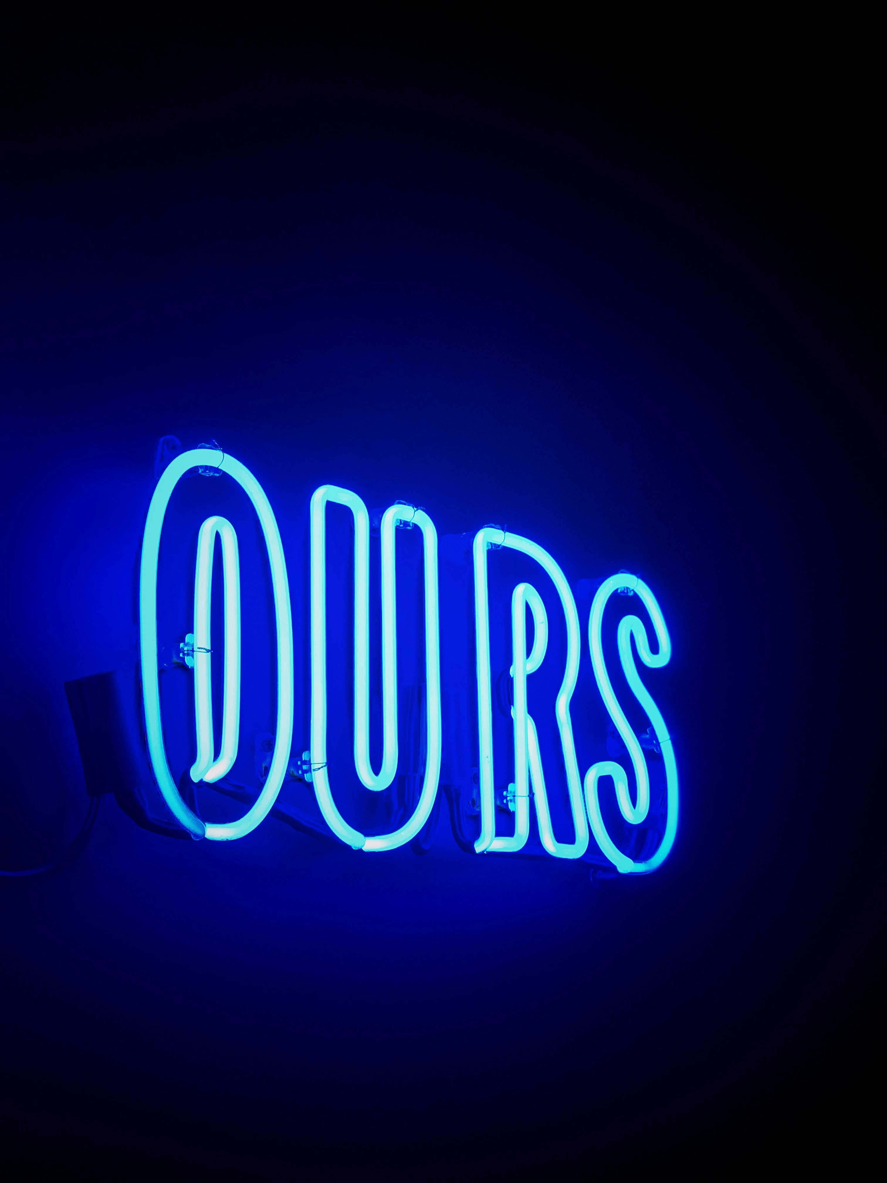 Blue OURS Neon Sign