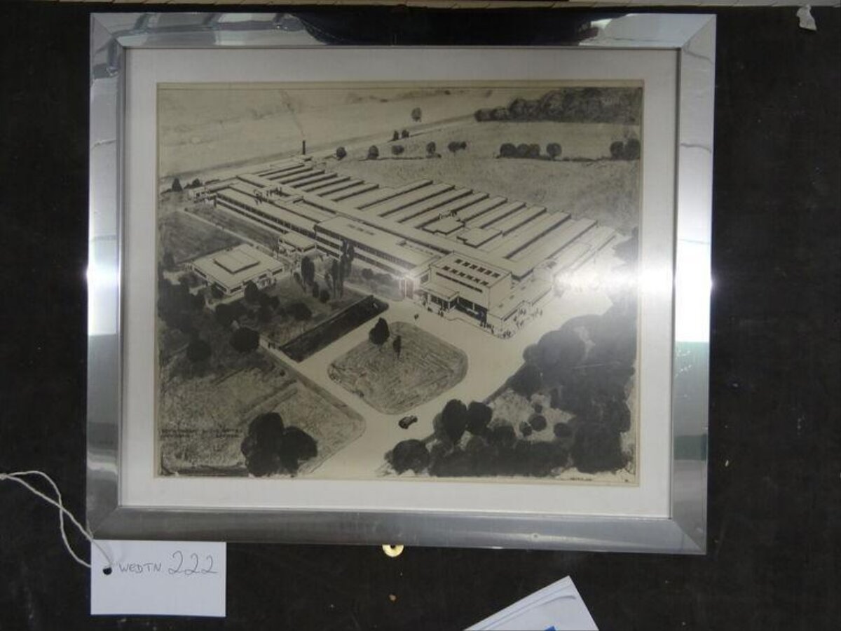 Framed Sketch of Industrial Factory