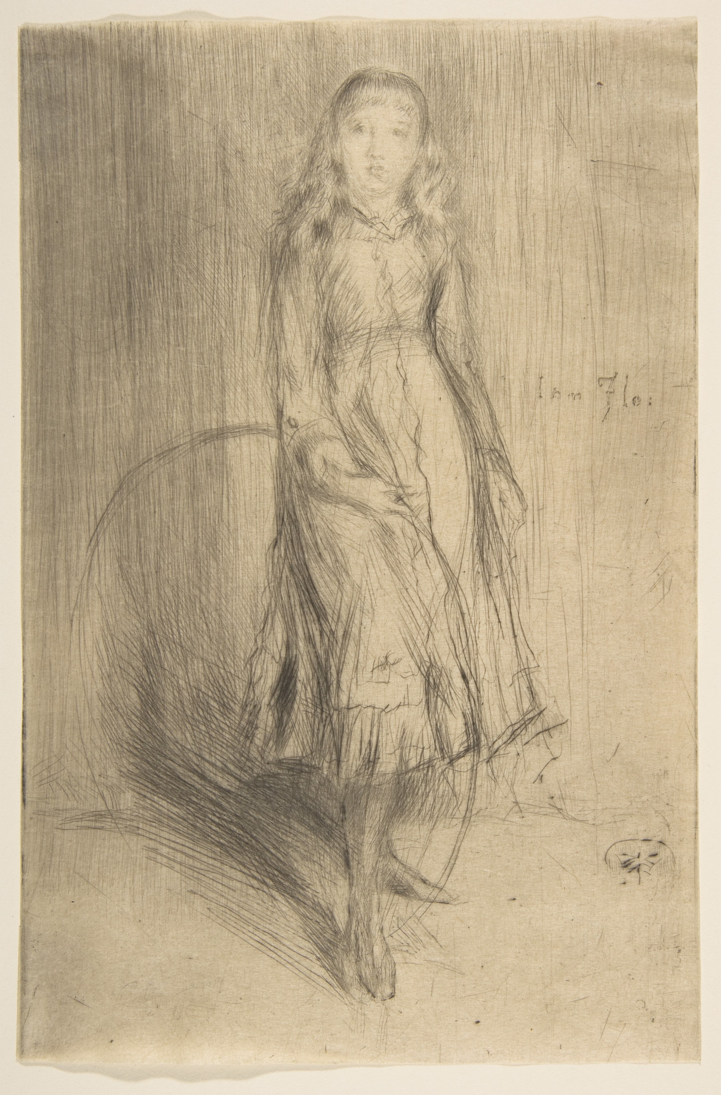 Sketch Portrait of Standing Young Girl